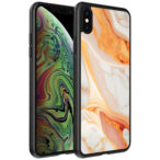 iPhone Xs Max telefoonhoesje met oranje marmer opdruk (1)