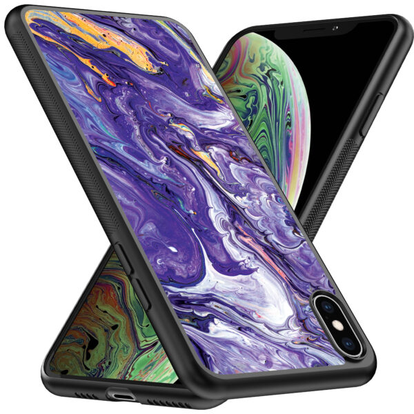iPhone Xs Max telefoonhoesje met paars marmer opdruk (2)