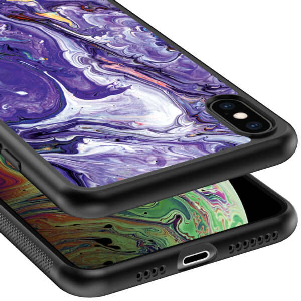iPhone Xs Max telefoonhoesje met paars marmer opdruk (4)