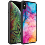 iPhone Xs Max telefoonhoesje met regenboog acryl marmer opdruk (1)