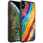 iPhone Xs Max telefoonhoesje met regenboog goud marmer opdruk (1)