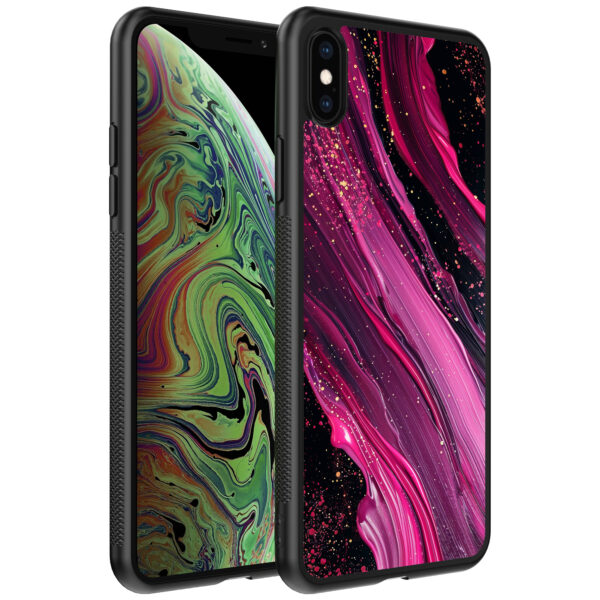 iPhone Xs Max telefoonhoesje met roze paars marmer opdruk (1)