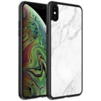 iPhone Xs Max telefoonhoesje met wit marmer opdruk (1)