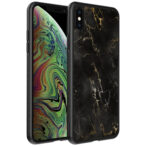 iPhone Xs Max telefoonhoesje met zwart marmer opdruk (1)