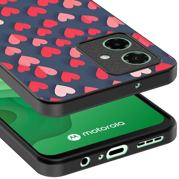 kleine roze en rode hartjes opdruk_Motorola Moto G54 telefoonhoesje (3)