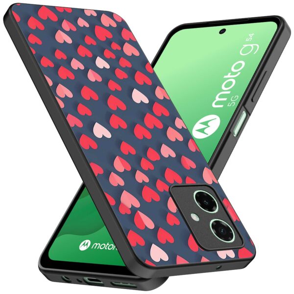 kleine roze en rode hartjes opdruk_Motorola Moto G54 telefoonhoesje