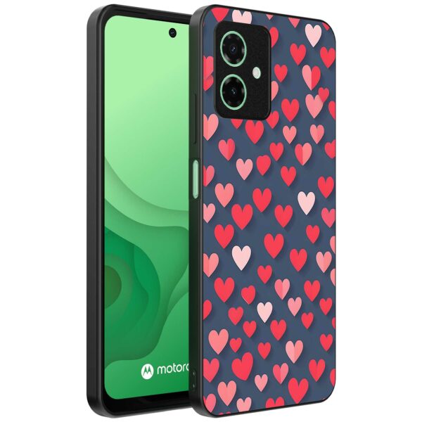 kleine roze en rode hartjes opdruk_Motorola Moto G54 telefoonhoesje met