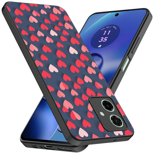 kleine roze en rode hartjes opdruk_Motorola Moto G55 telefoonhoesje (2)