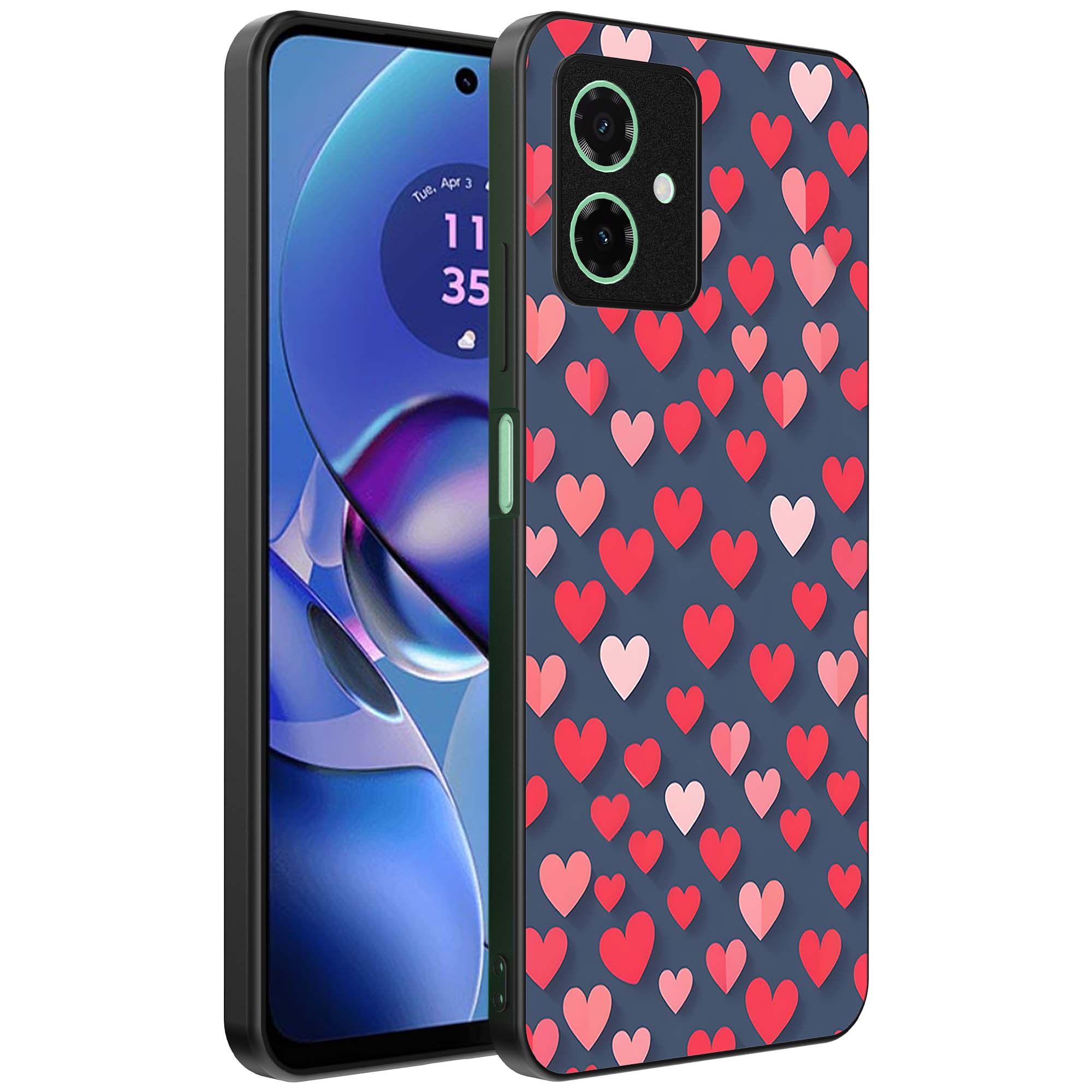 kleine roze en rode hartjes opdruk_Motorola Moto G64 telefoonhoesje (1)