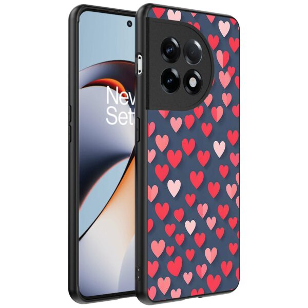 kleine roze en rode hartjes opdruk_OnePlus 11R Telefoonhoesje (1)