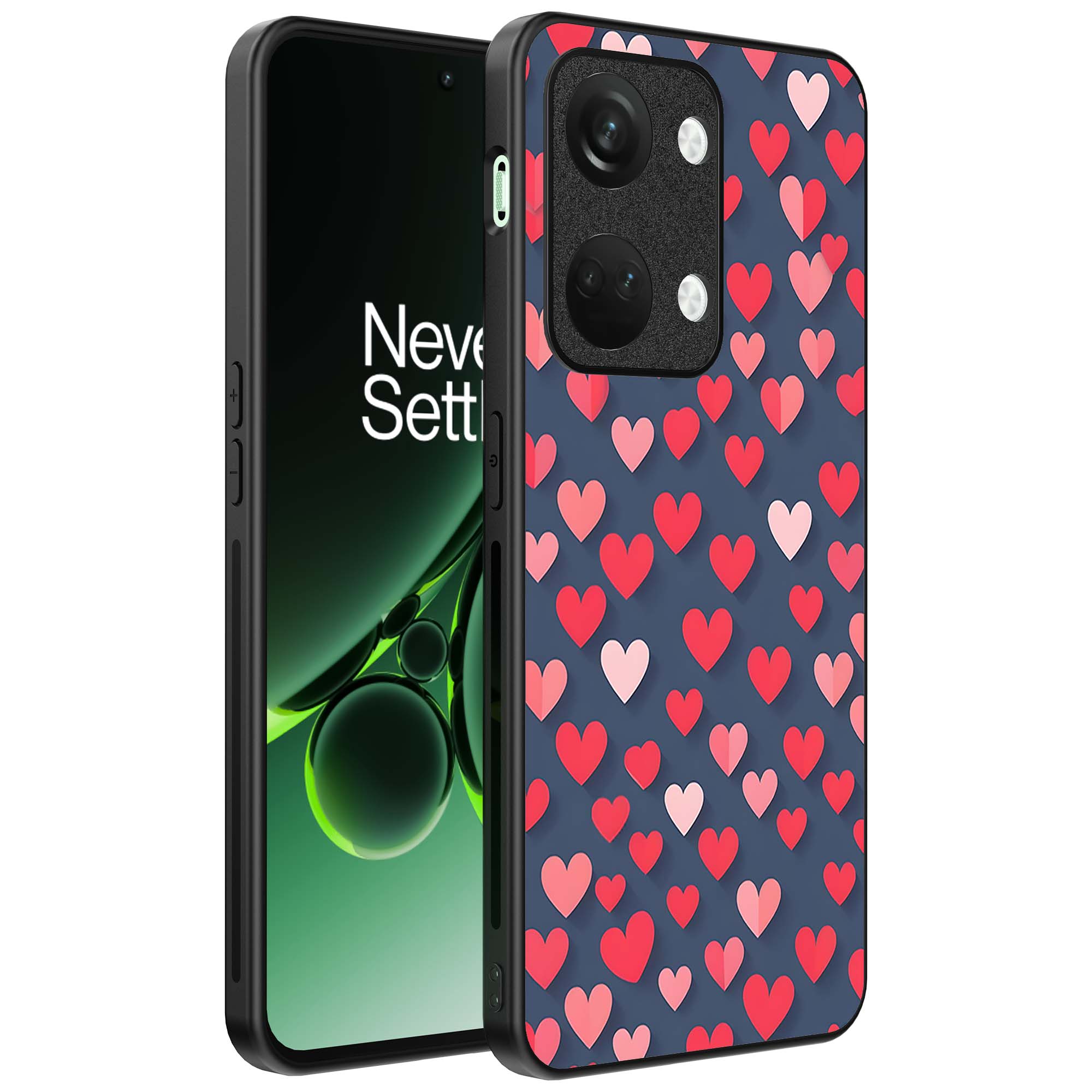 kleine roze en rode hartjes opdruk_OnePlus Nord 3 Telefoonhoesje (1)