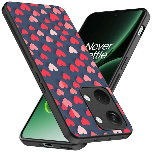 kleine roze en rode hartjes opdruk_OnePlus Nord 3 Telefoonhoesje (2)