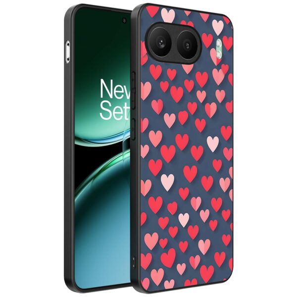 kleine roze en rode hartjes opdruk_OnePlus Nord 4 Telefoonhoesje (1)