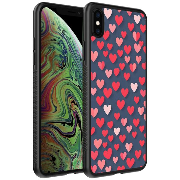 kleine roze en rode hartjes opdruk_iPhone X-Xs telefoonhoesje (1)