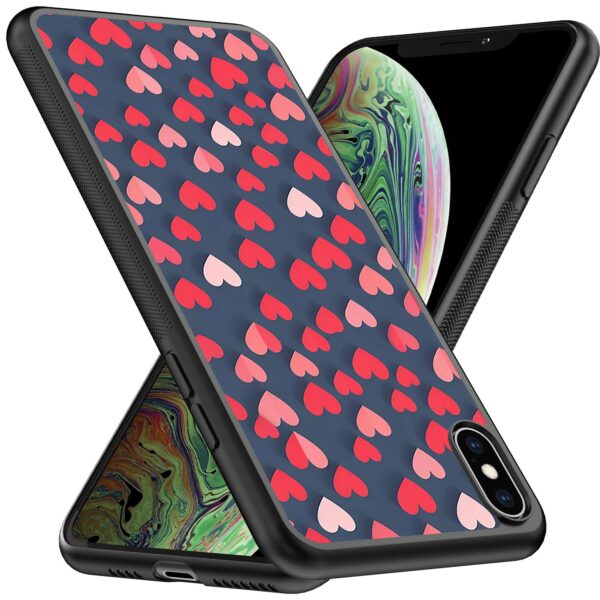 kleine roze en rode hartjes opdruk_iPhone X-Xs telefoonhoesje (2)