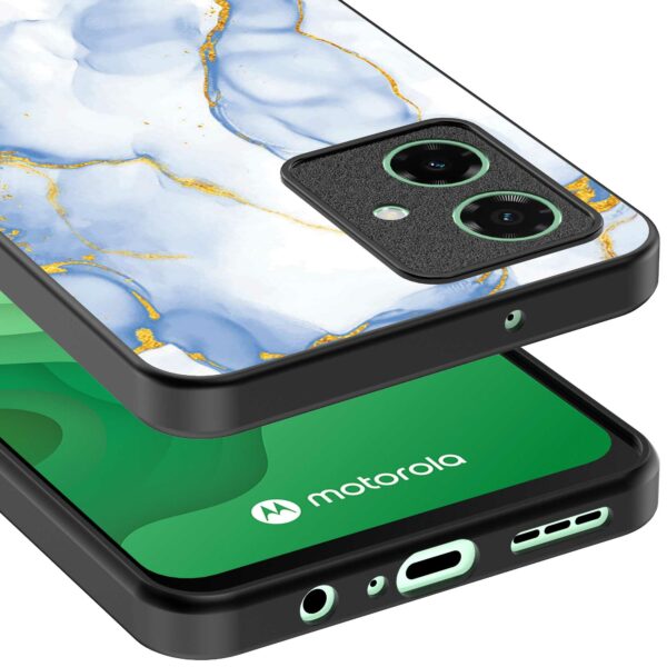 lichtblauw goud marmer opdruk_Motorola Moto G54 telefoonhoesje (3)