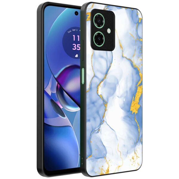 lichtblauw goud marmer opdruk_Motorola Moto G64 telefoonhoesje (1)