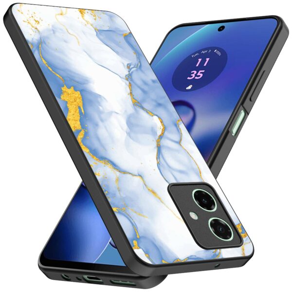 lichtblauw goud marmer opdruk_Motorola Moto G64 telefoonhoesje (2)
