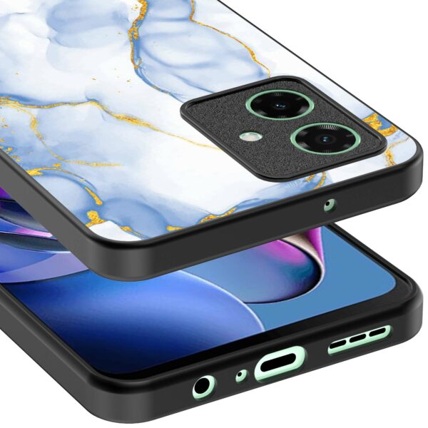lichtblauw goud marmer opdruk_Motorola Moto G64 telefoonhoesje (3)