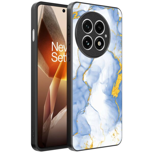 lichtblauw goud marmer opdruk_OnePlus 13 Telefoonhoesje (1)