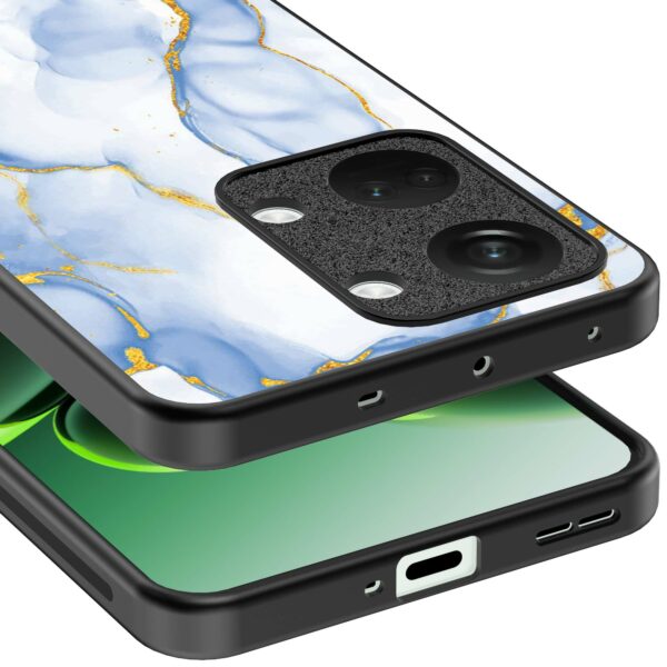 lichtblauw goud marmer opdruk_OnePlus Nord 3 Telefoonhoesje (3)