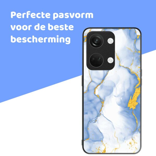 lichtblauw goud marmer opdruk_OnePlus Nord 3 Telefoonhoesje (4)