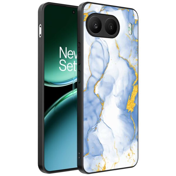 lichtblauw goud marmer opdruk_OnePlus Nord 4 Telefoonhoesje (1)