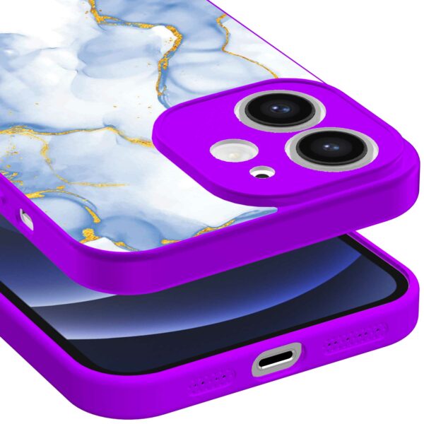 lichtblauw goud marmer opdruk_iPhone 12 Telefoonhoesje met paars rand (3)
