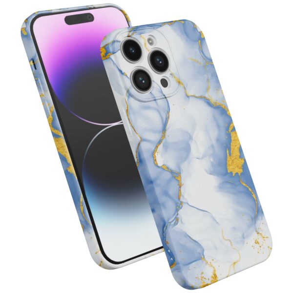 lichtblauw goud marmer opdruk_iPhone 14 Pro Max telefoonhoesje met volledige rondom bedrukking (2)