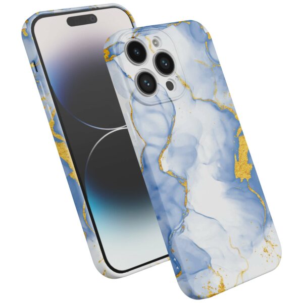lichtblauw goud marmer opdruk_iPhone 14 Pro telefoonhoesje met volledige rondom bedrukking (2)