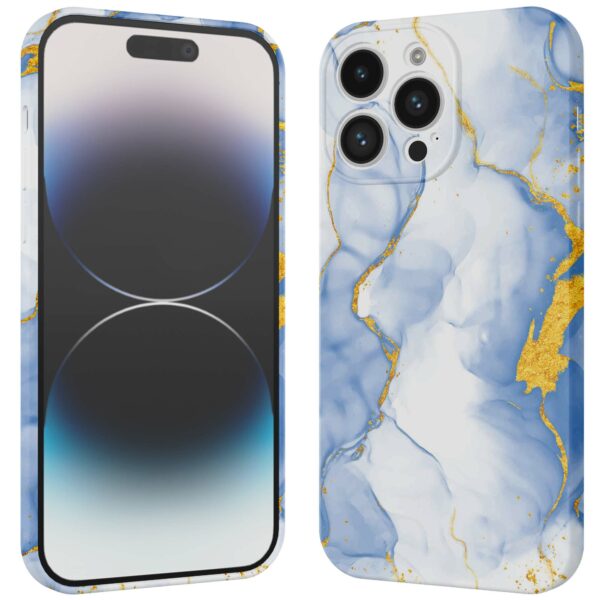 lichtblauw goud marmer opdruk_iPhone 14 Pro telefoonhoesje met volledige rondom bedrukking (3)