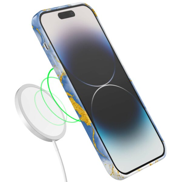 lichtblauw goud marmer opdruk_iPhone 14 Pro telefoonhoesje met volledige rondom bedrukking (7)