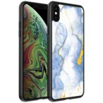 lichtblauw goud marmer opdruk_iPhone X-Xs telefoonhoesje (1)