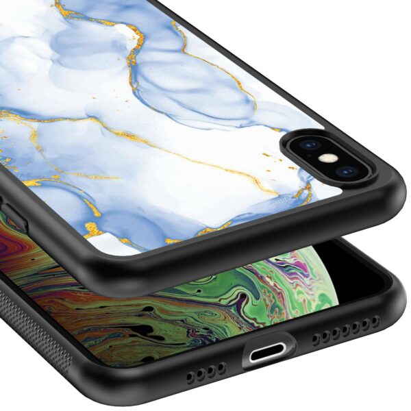 lichtblauw goud marmer opdruk_iPhone X-Xs telefoonhoesje (3)