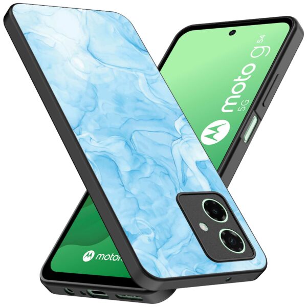 lichtblauw marmer opdruk_Motorola Moto G54 telefoonhoesje
