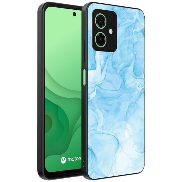 lichtblauw marmer opdruk_Motorola Moto G54 telefoonhoesje met