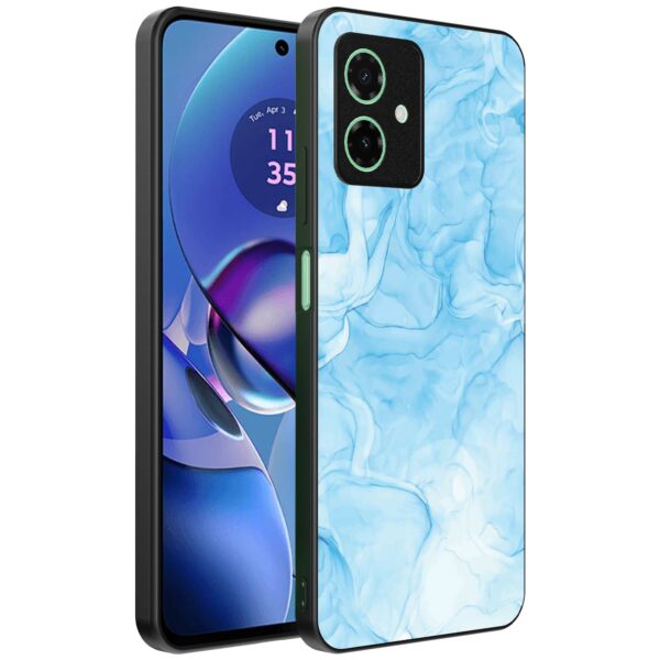 lichtblauw marmer opdruk_Motorola Moto G55 telefoonhoesje (1)