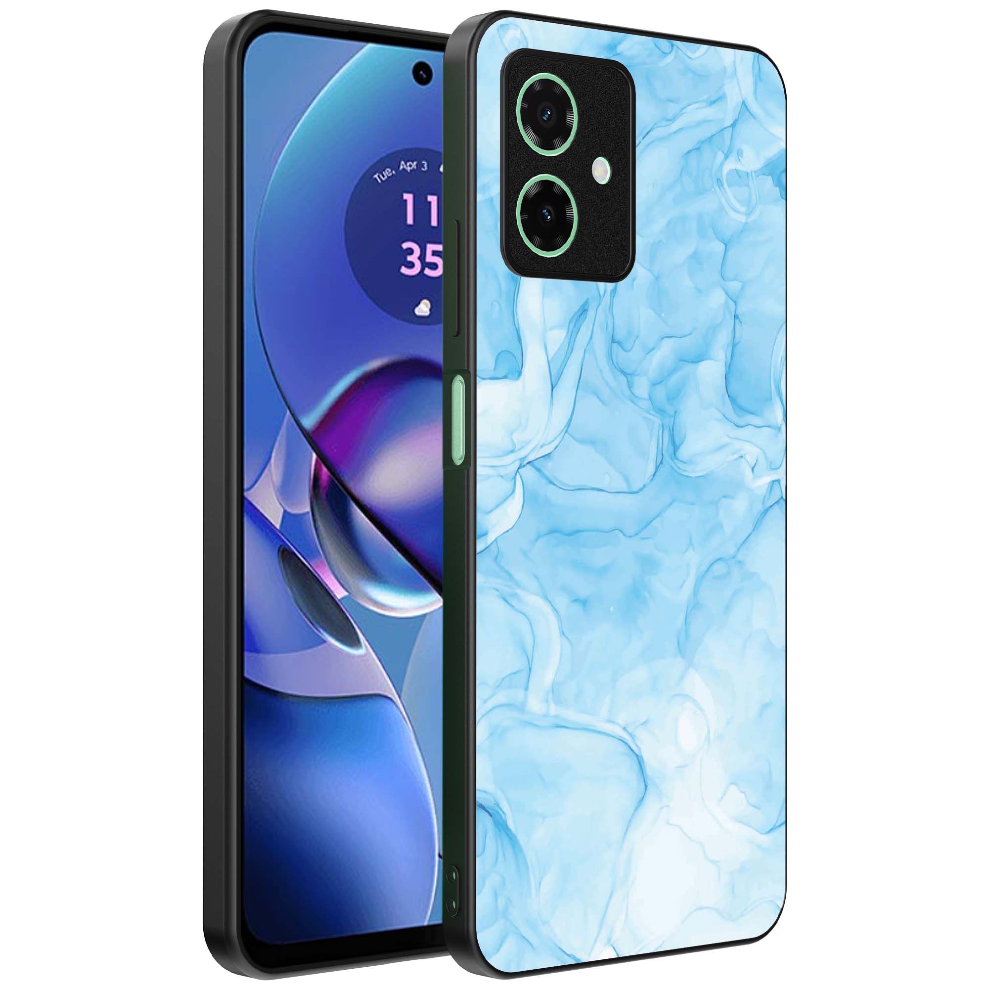 lichtblauw marmer opdruk_Motorola Moto G64 telefoonhoesje (1)