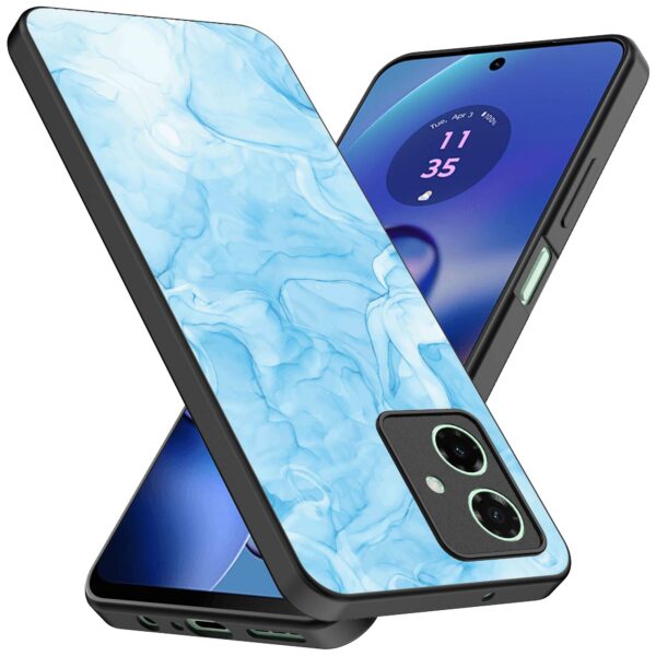 lichtblauw marmer opdruk_Motorola Moto G64 telefoonhoesje (2)