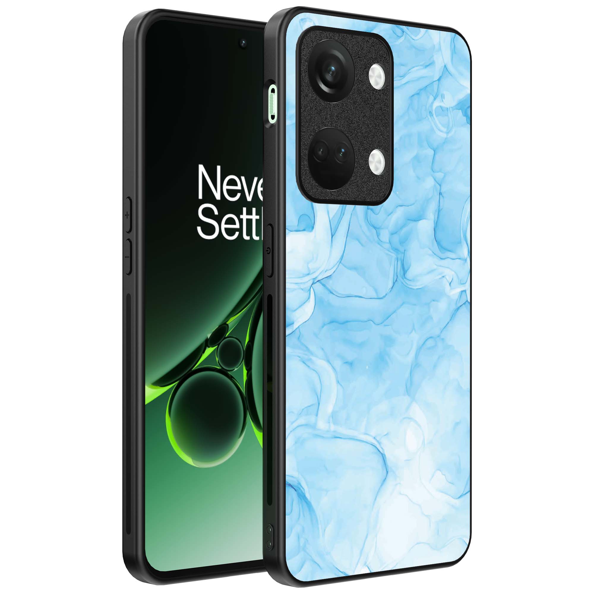 lichtblauw marmer opdruk_OnePlus Nord 3 Telefoonhoesje (1)