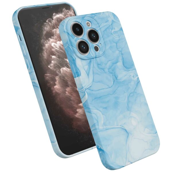 lichtblauw marmer opdruk_iPhone 11 Pro Max telefoonhoesje met volledige rondom bedrukking (2)