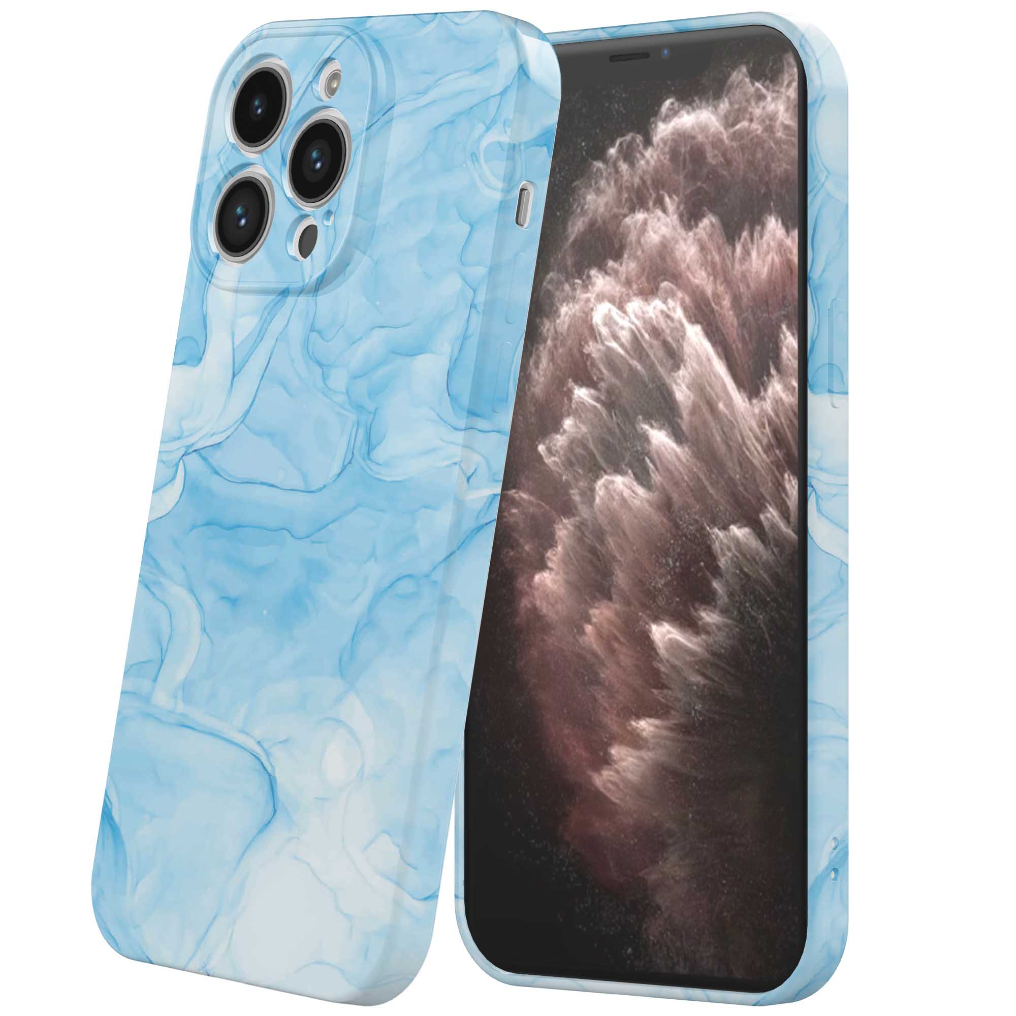 lichtblauw marmer opdruk_iPhone 11 Pro Max telefoonhoesje met volledige rondom bedrukking (6)