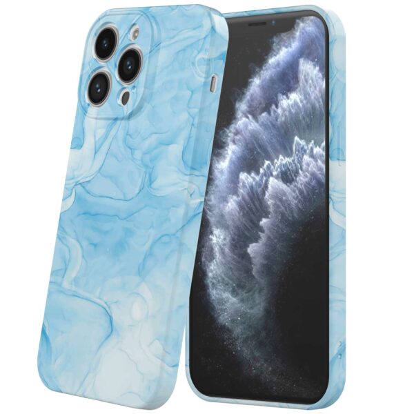 lichtblauw marmer opdruk_iPhone 11 Pro telefoonhoesje met volledige rondom bedrukking (6)