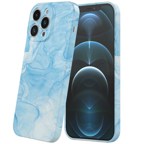 lichtblauw marmer opdruk_iPhone 12 Pro telefoonhoesje met volledige rondom bedrukking (6)