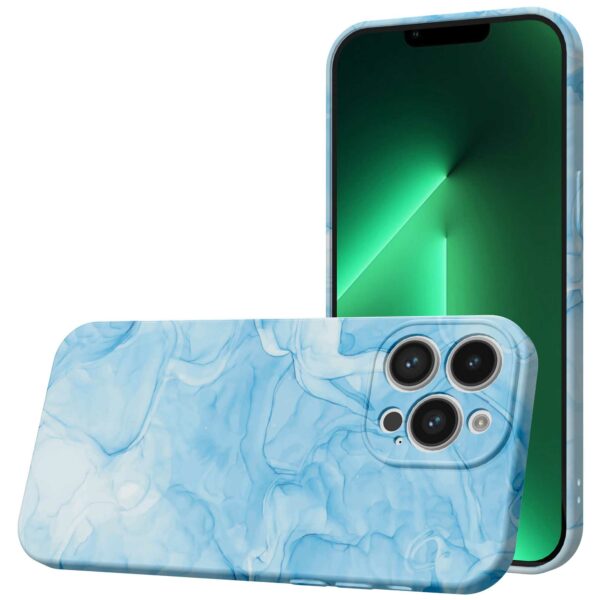 lichtblauw marmer opdruk_iPhone 13 Pro Max telefoonhoesje met volledige rondom bedrukking (1)