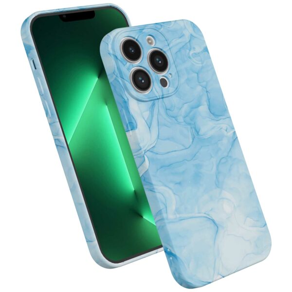 lichtblauw marmer opdruk_iPhone 13 Pro Max telefoonhoesje met volledige rondom bedrukking (2)