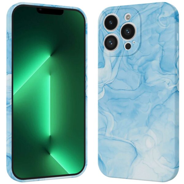 lichtblauw marmer opdruk_iPhone 13 Pro Max telefoonhoesje met volledige rondom bedrukking (3)