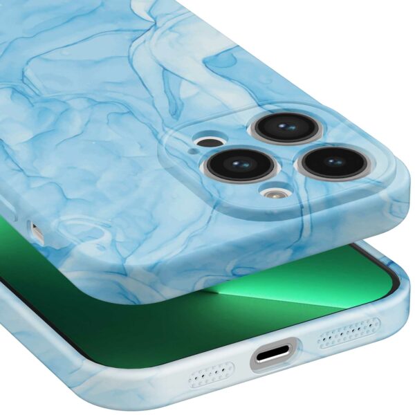lichtblauw marmer opdruk_iPhone 13 Pro Max telefoonhoesje met volledige rondom bedrukking (5)