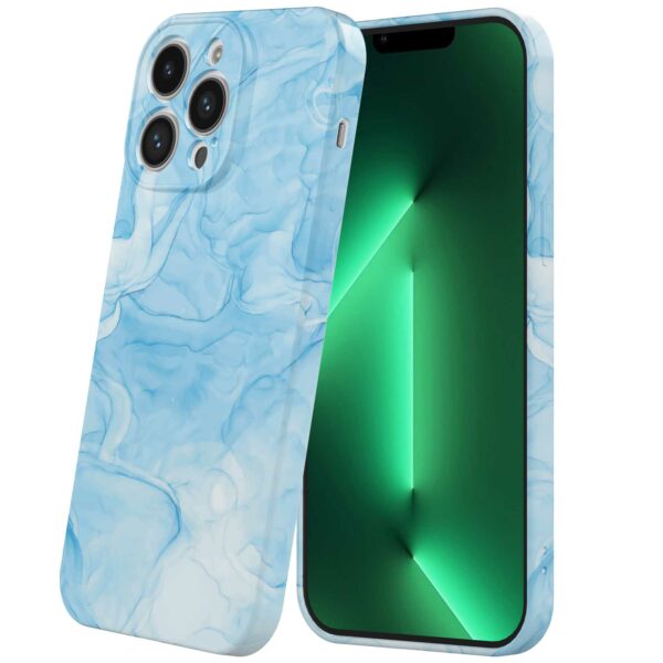 lichtblauw marmer opdruk_iPhone 13 Pro Max telefoonhoesje met volledige rondom bedrukking (6)