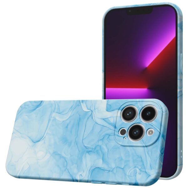 lichtblauw marmer opdruk_iPhone 13 Pro telefoonhoesje met volledige rondom bedrukking (1)